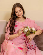 Organza Embroidered Straight 3 Piece Kurta Set
