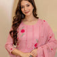 Silk Embroidered Straight Kurta with Pant & Dupatta