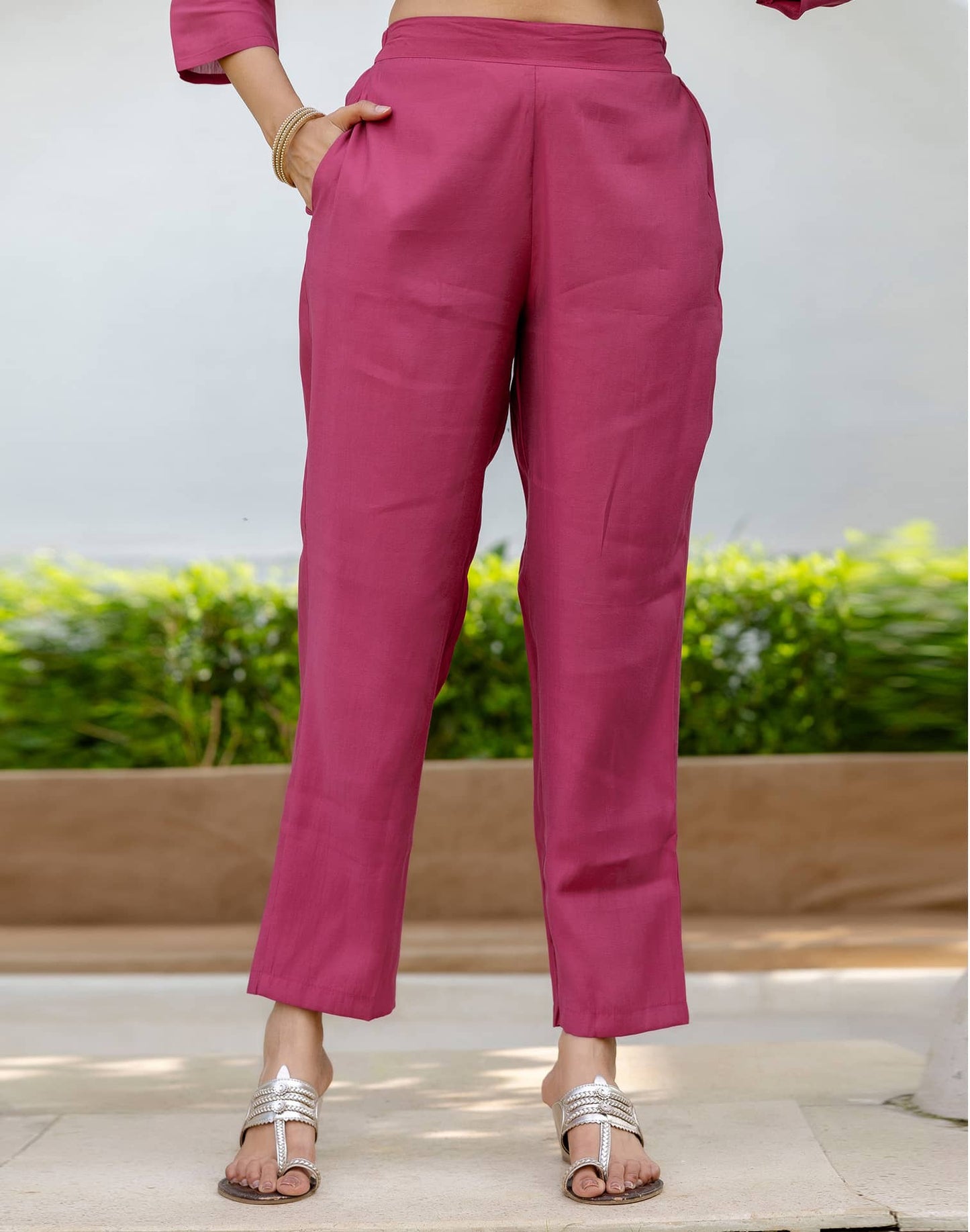 Silk Embroidered Straight Kurta with Pant & Dupatta