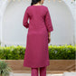 Silk Embroidered Straight Kurta with Pant & Dupatta