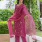 Silk Embroidered Straight Kurta with Pant & Dupatta