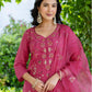 Silk Embroidered Straight Kurta with Pant & Dupatta