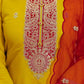 Silk Blend Embroidered Straight Kurta with Pant & Dupatta