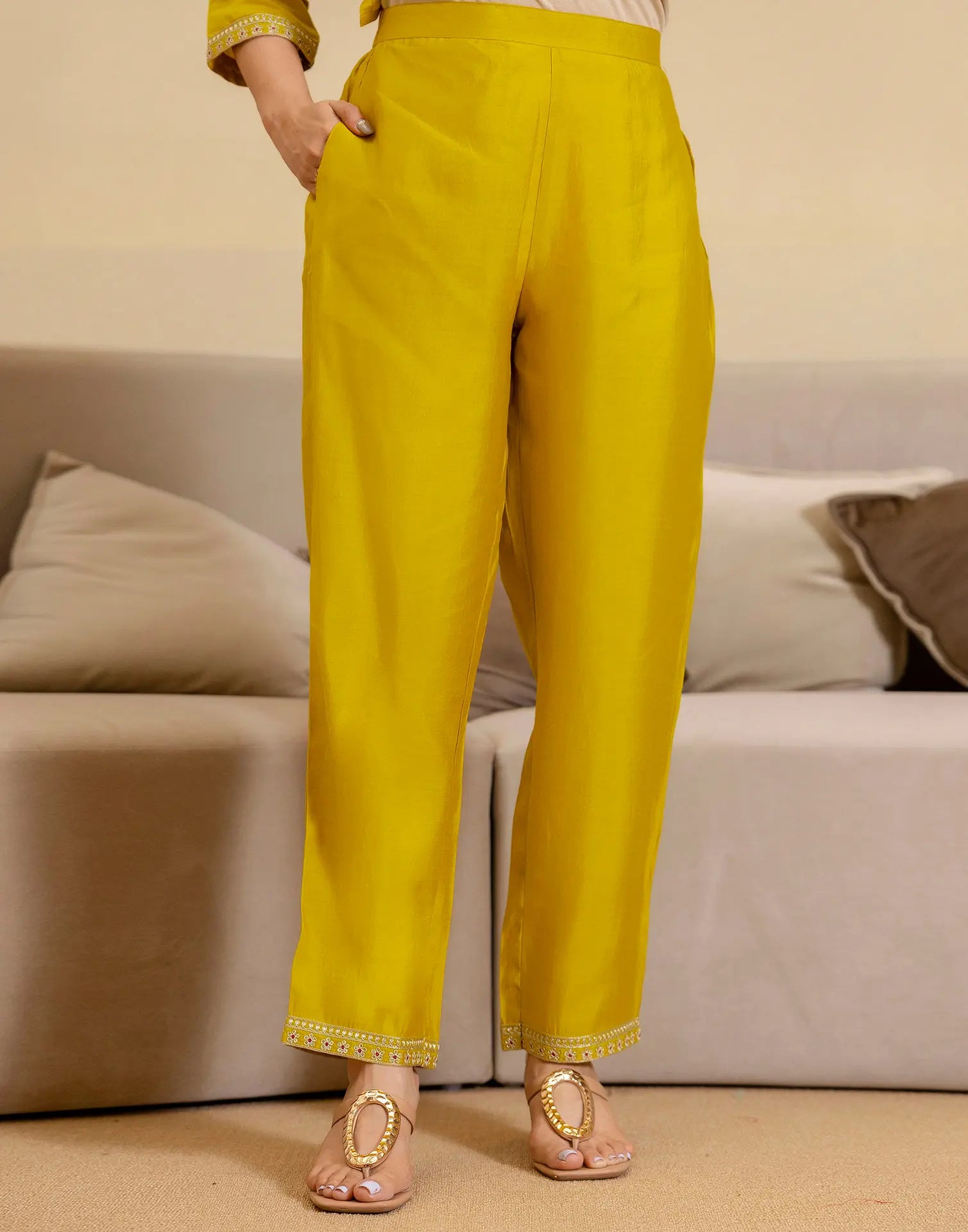 Silk Blend Embroidered Straight 3 Piece Kurta Set