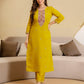 Silk Blend Embroidered Straight Kurta with Pant & Dupatta