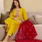 Silk Blend Embroidered Straight Kurta with Pant & Dupatta
