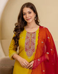 Silk Blend Embroidered Straight 3 Piece Kurta Set