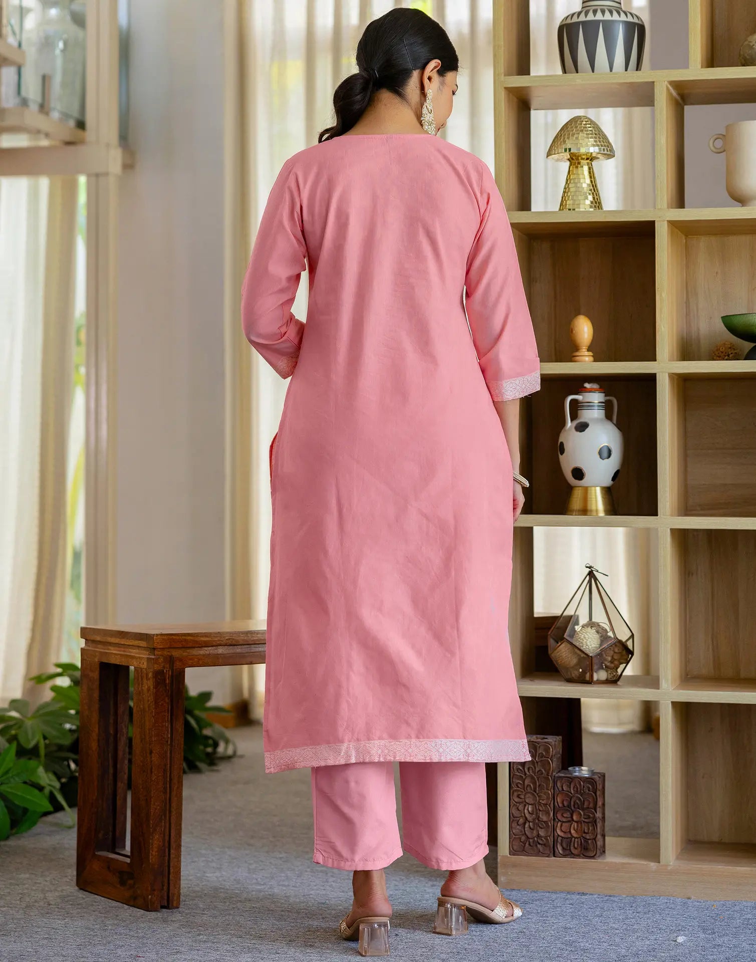 Cotton Woven Woven Straight 3 Piece Kurta Set