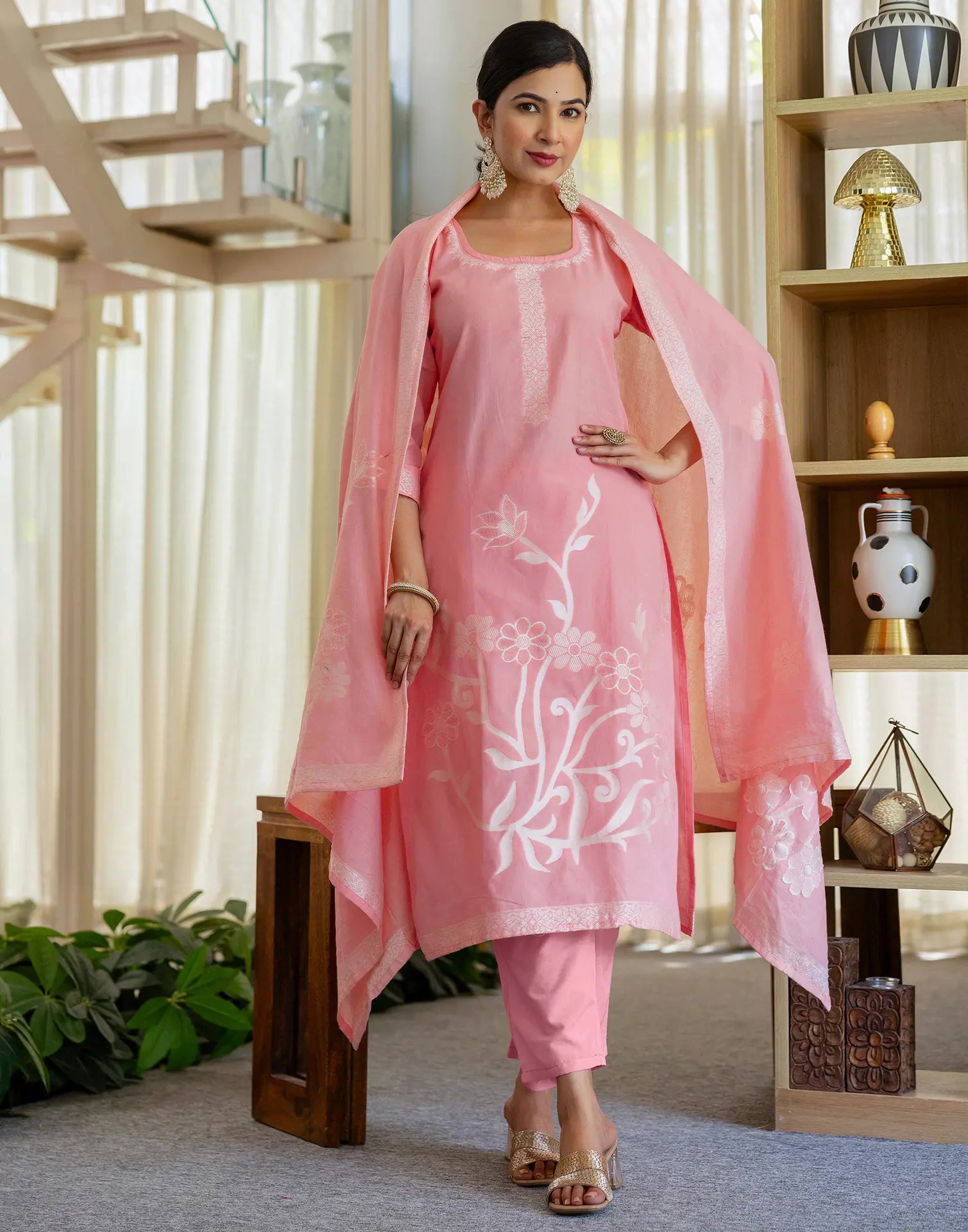 Cotton Woven Woven Straight 3 Piece Kurta Set