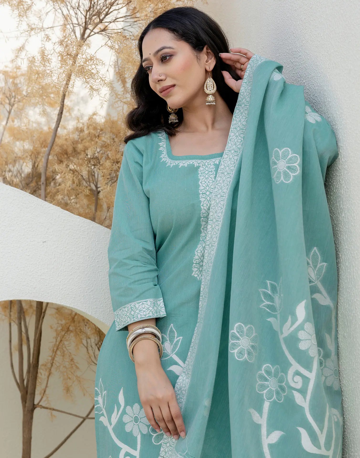 Cotton Woven Woven Straight 3 Piece Kurta Set