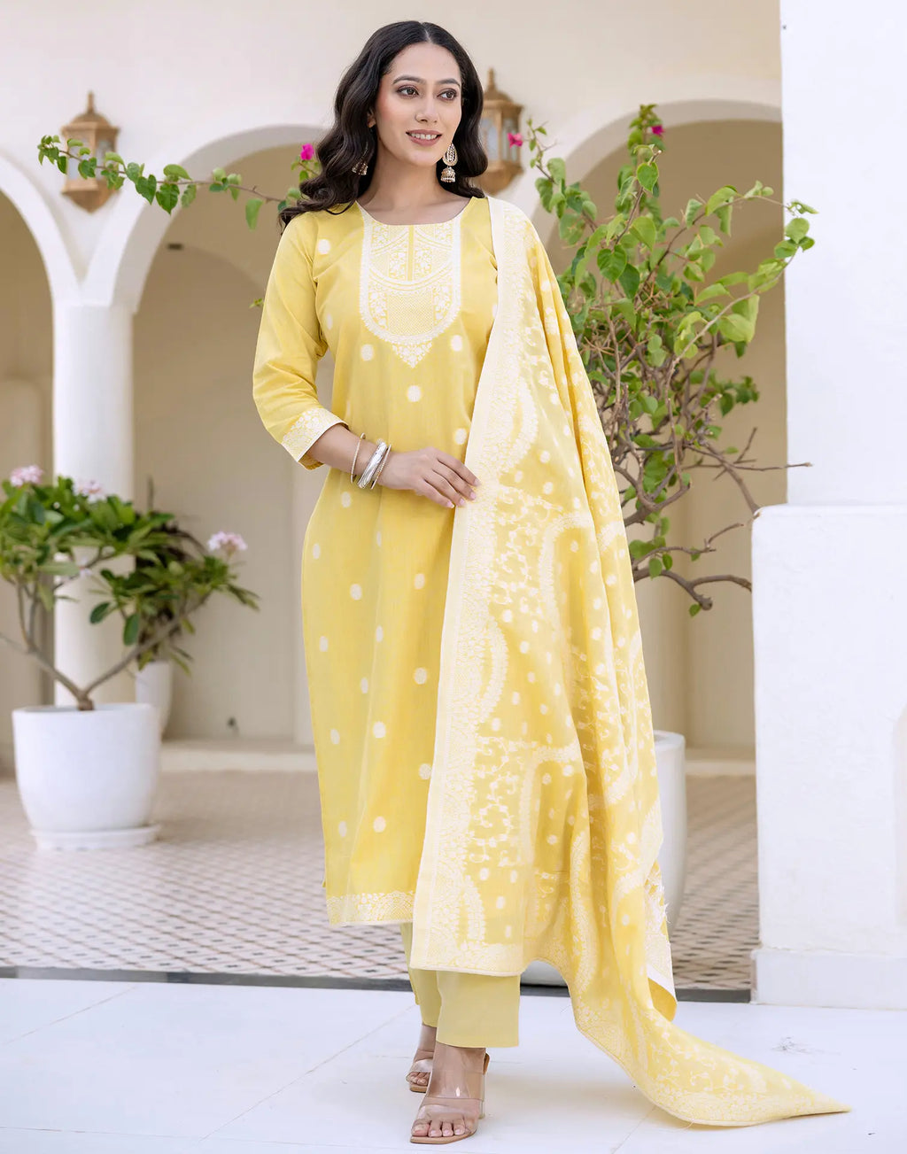 Cotton Woven Woven Straight 3 Piece Kurta Set
