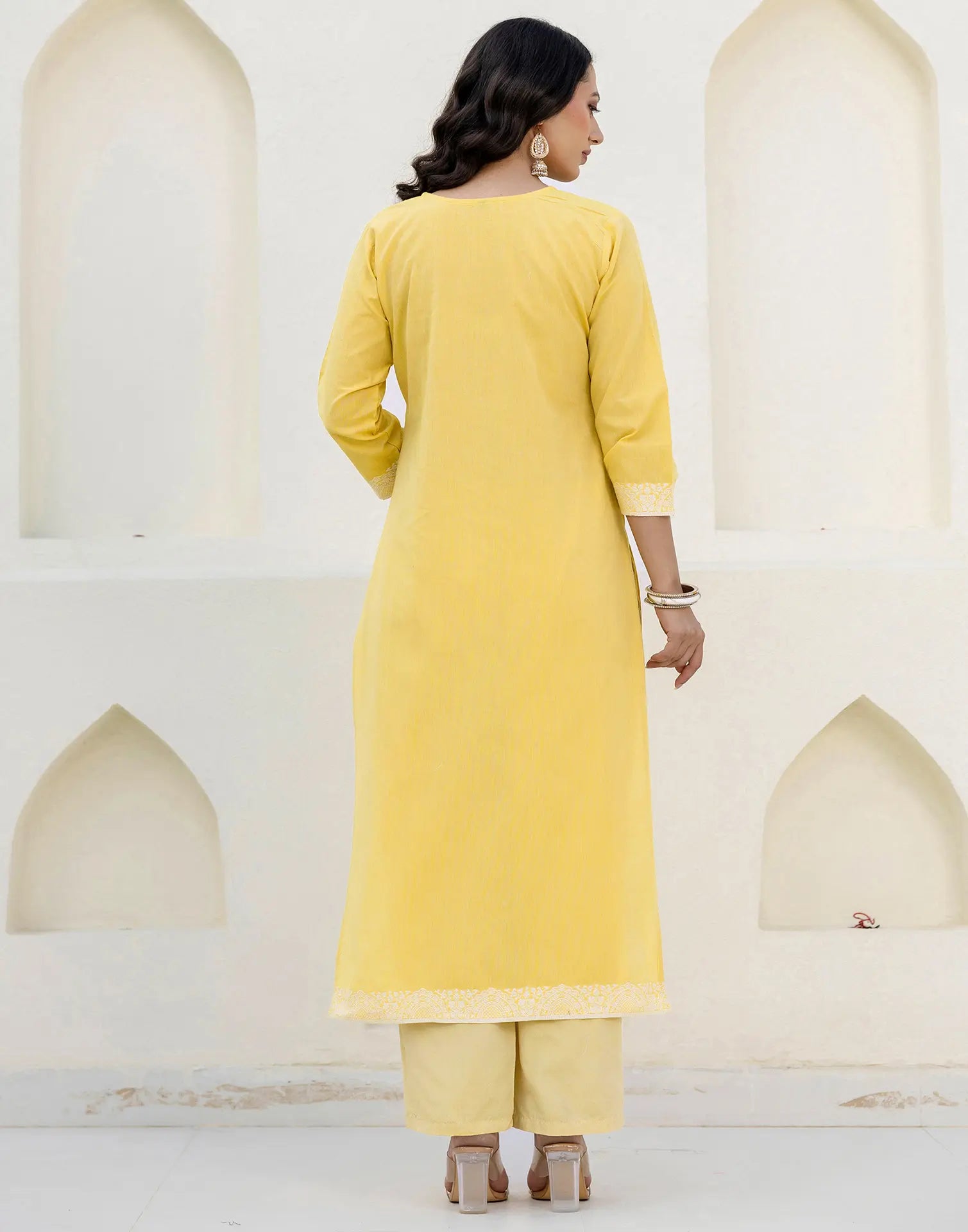 Cotton Woven Woven Straight 3 Piece Kurta Set