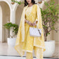 Cotton Weaving Straight Kurta with Pant & Dupatta