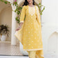 Cotton Weaving Straight Kurta with Pant & Dupatta