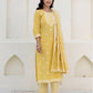 Cotton Weaving Straight Kurta with Pant & Dupatta