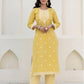 Cotton Weaving Straight Kurta with Pant & Dupatta