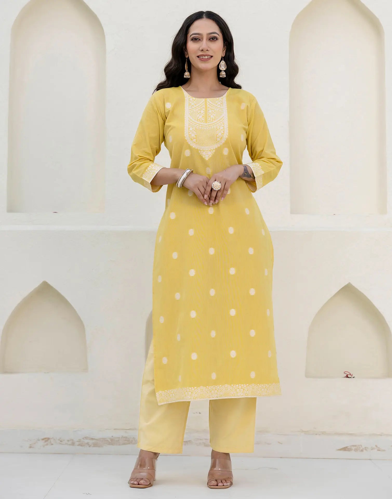 Cotton Woven Woven Straight 3 Piece Kurta Set