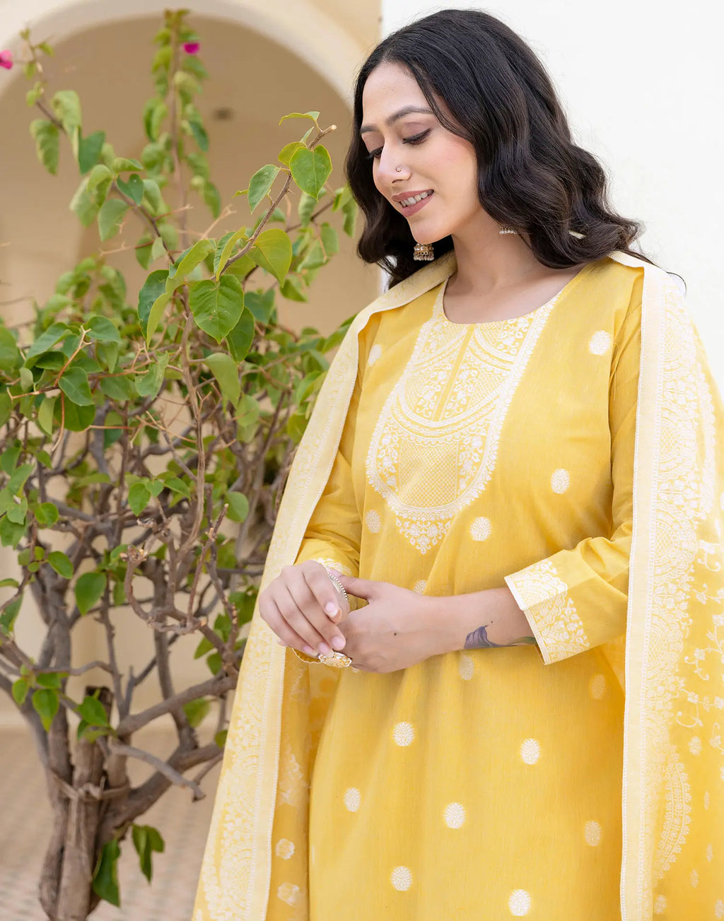 Cotton Woven Woven Straight 3 Piece Kurta Set
