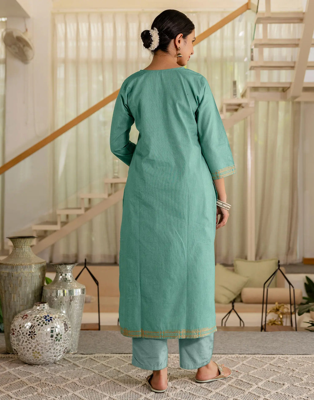 Cotton Woven Woven Straight 3 Piece Kurta Set