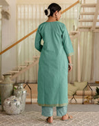 Cotton Woven Woven Straight 3 Piece Kurta Set