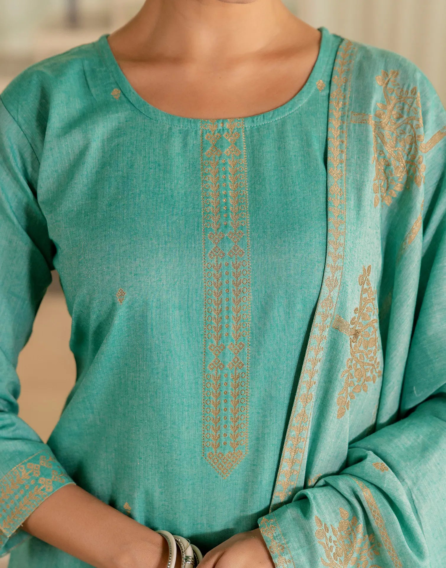 Cotton Woven Woven Straight 3 Piece Kurta Set