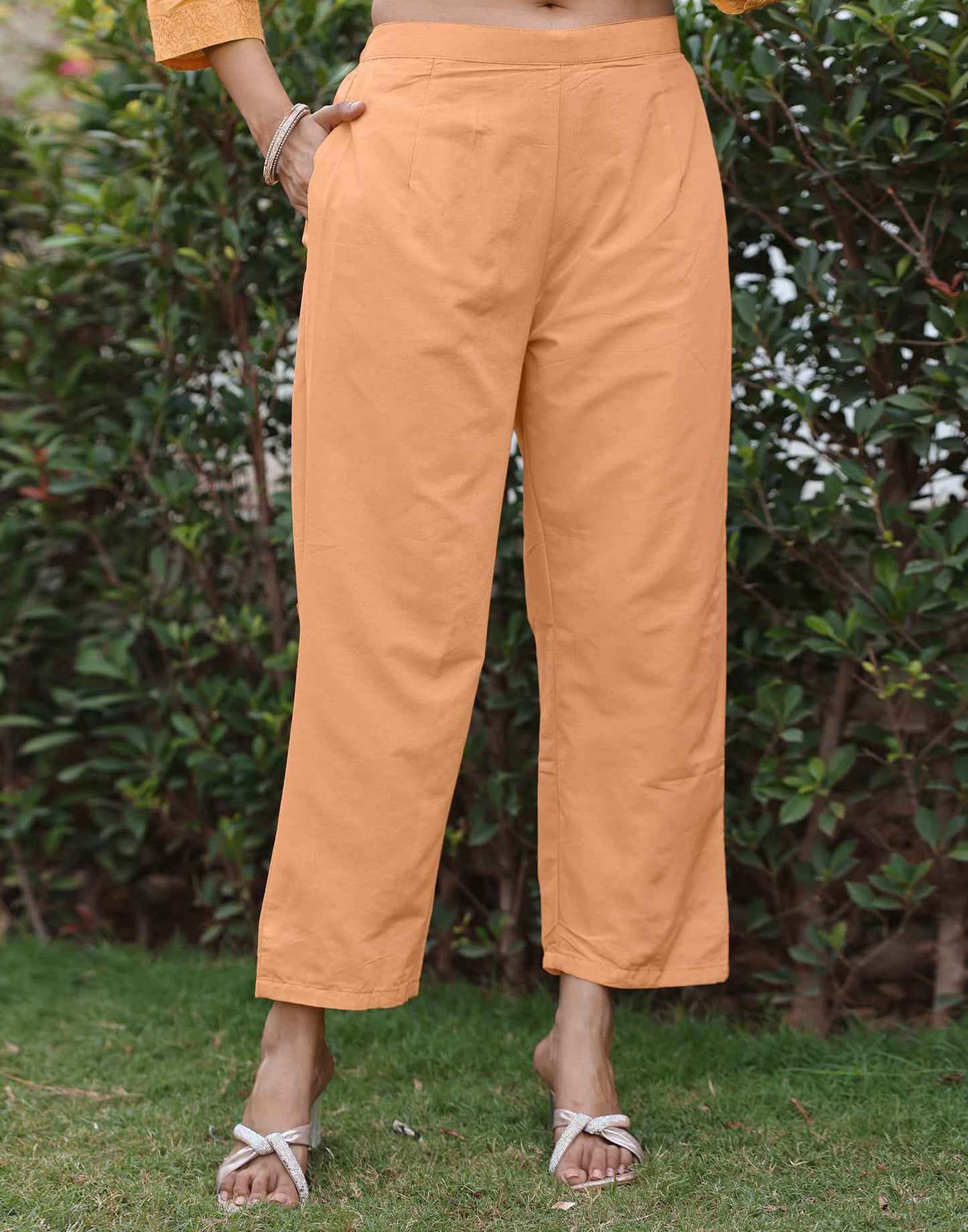 Cotton Straight Woven Design V-Neck Kurta with Pant & Dupatta