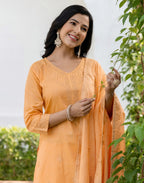 Cotton Woven Woven Straight 3 Piece Kurta Set