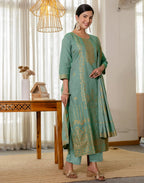 Cotton Woven Woven Straight 3 Piece Kurta Set