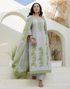Cotton Woven Woven Straight 3 Piece Kurta Set
