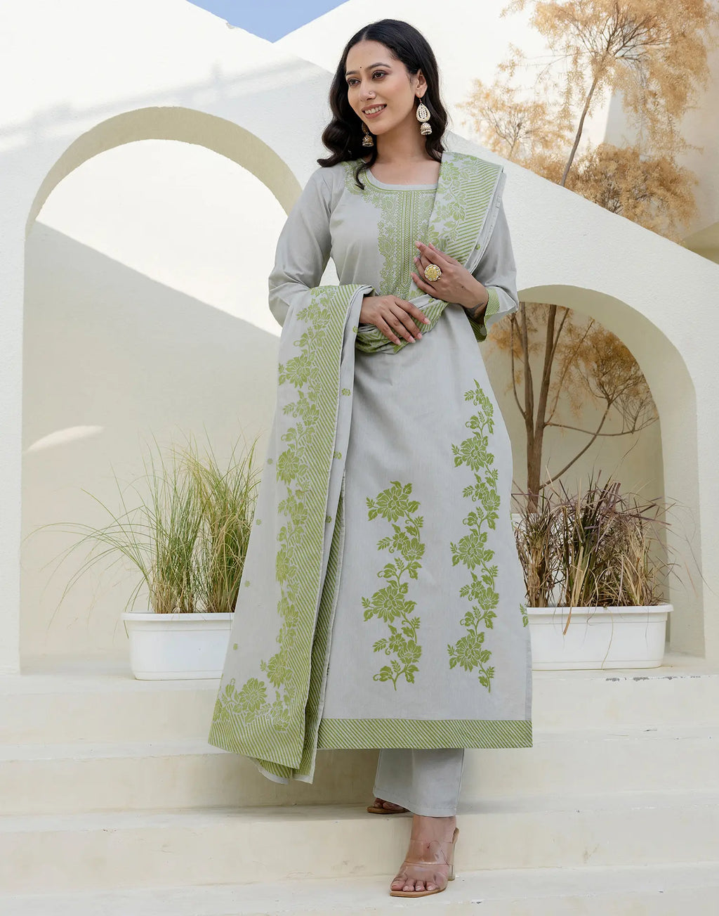 Cotton Woven Woven Straight 3 Piece Kurta Set