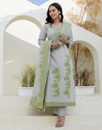 Cotton Woven Woven Straight 3 Piece Kurta Set
