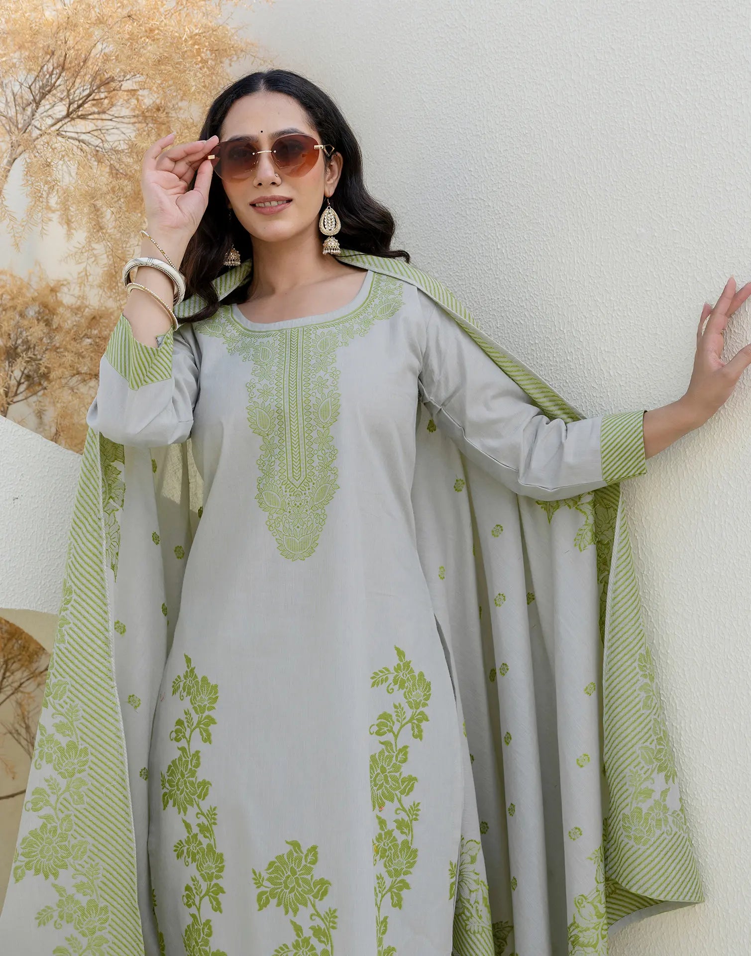 Cotton Woven Woven Straight 3 Piece Kurta Set