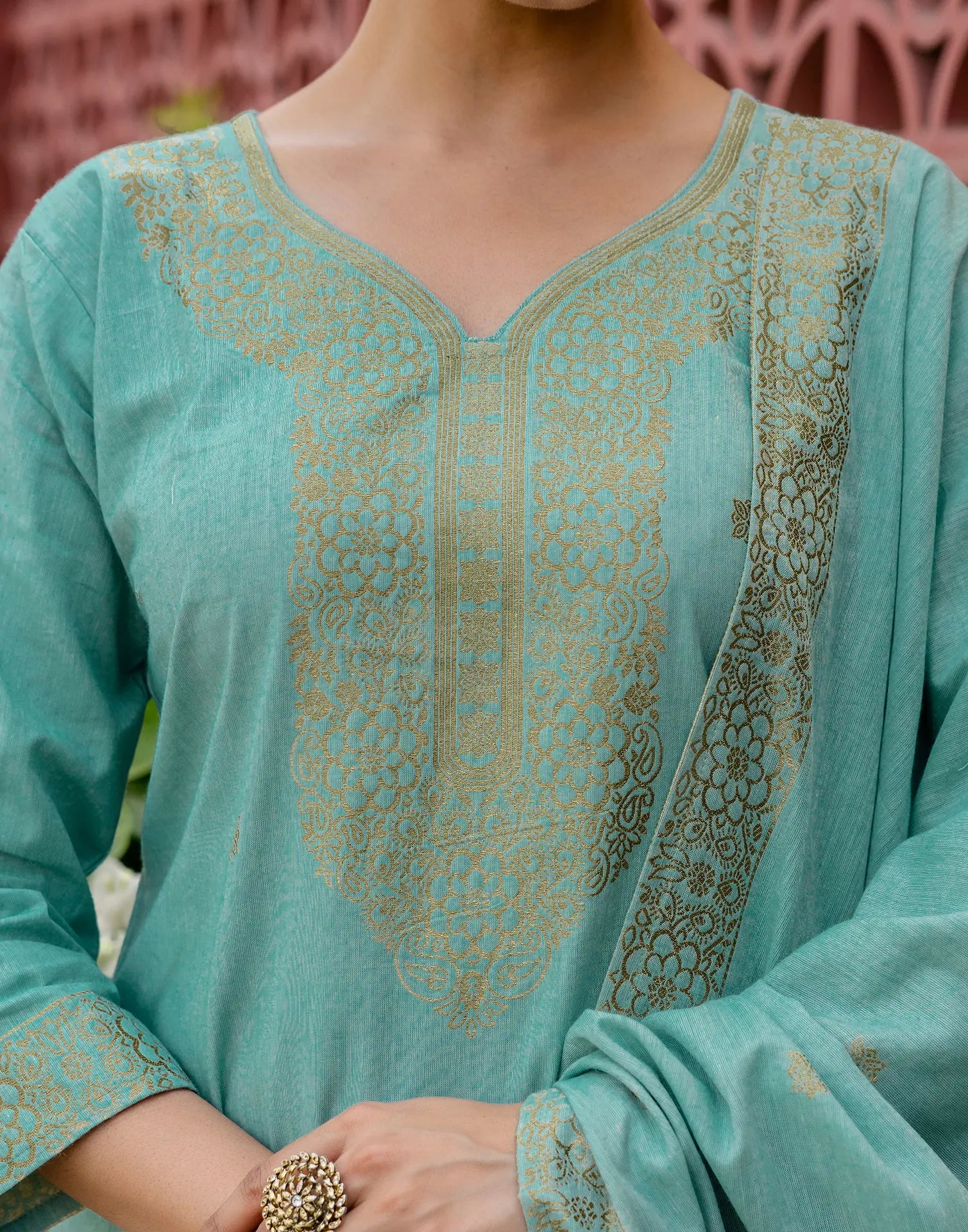 Cotton Woven Woven Straight 3 Piece Kurta Set