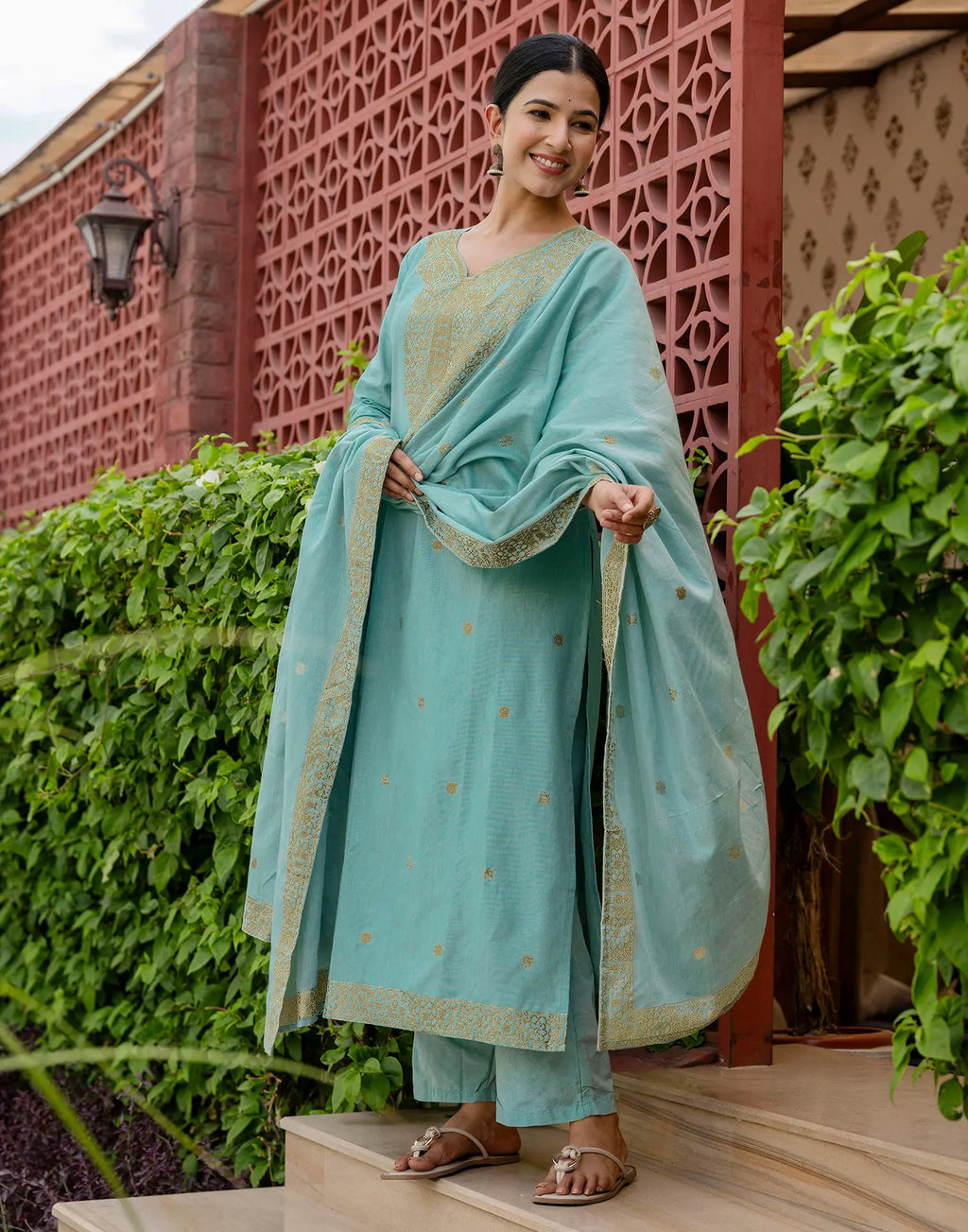 Cotton Woven Woven Straight 3 Piece Kurta Set