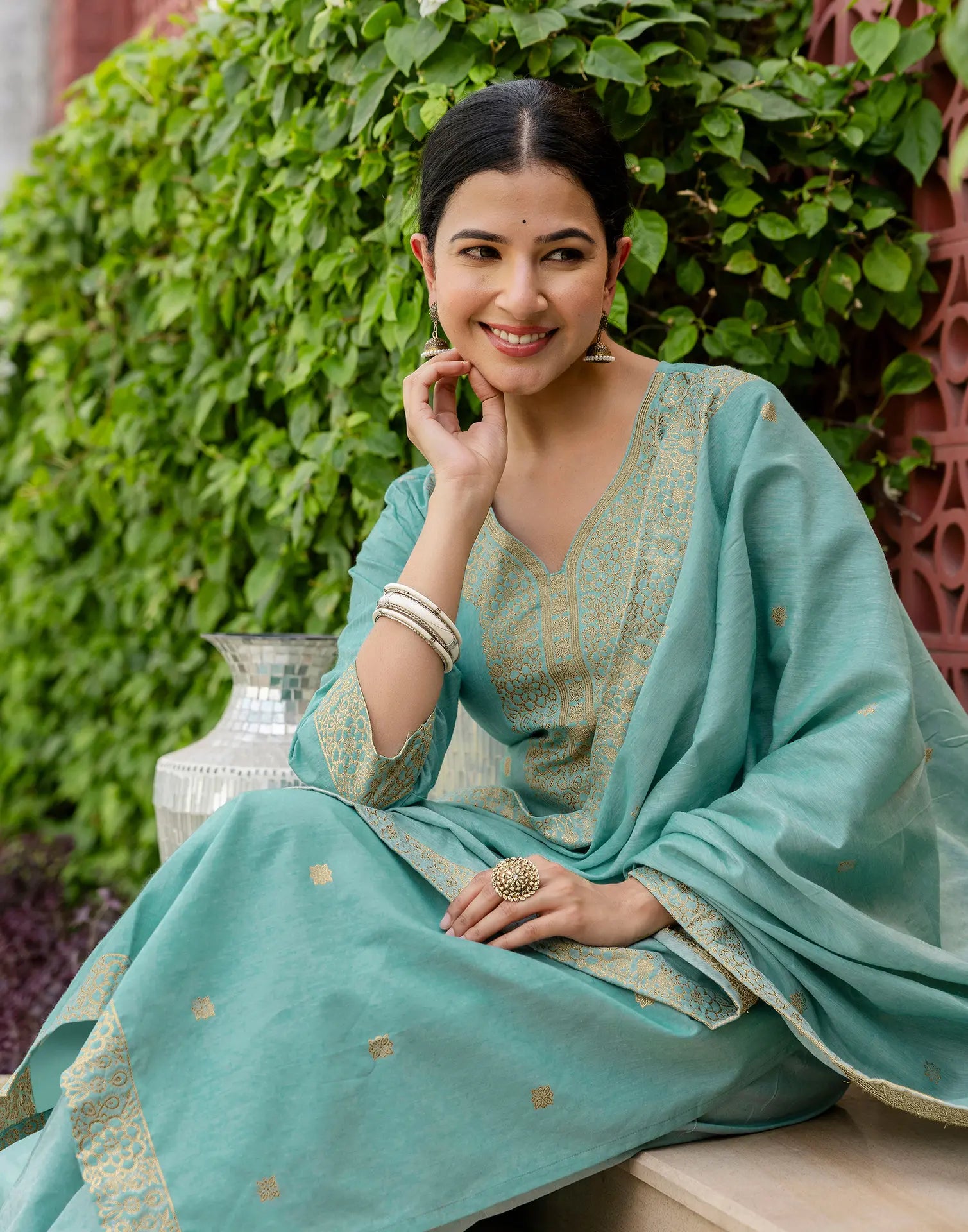 Cotton Woven Woven Straight 3 Piece Kurta Set