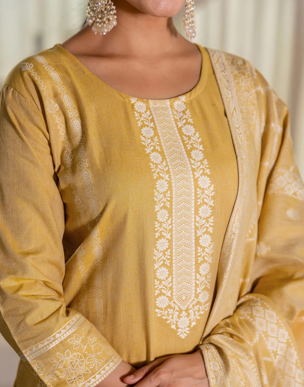 Cotton Woven Woven Straight 3 Piece Kurta Set