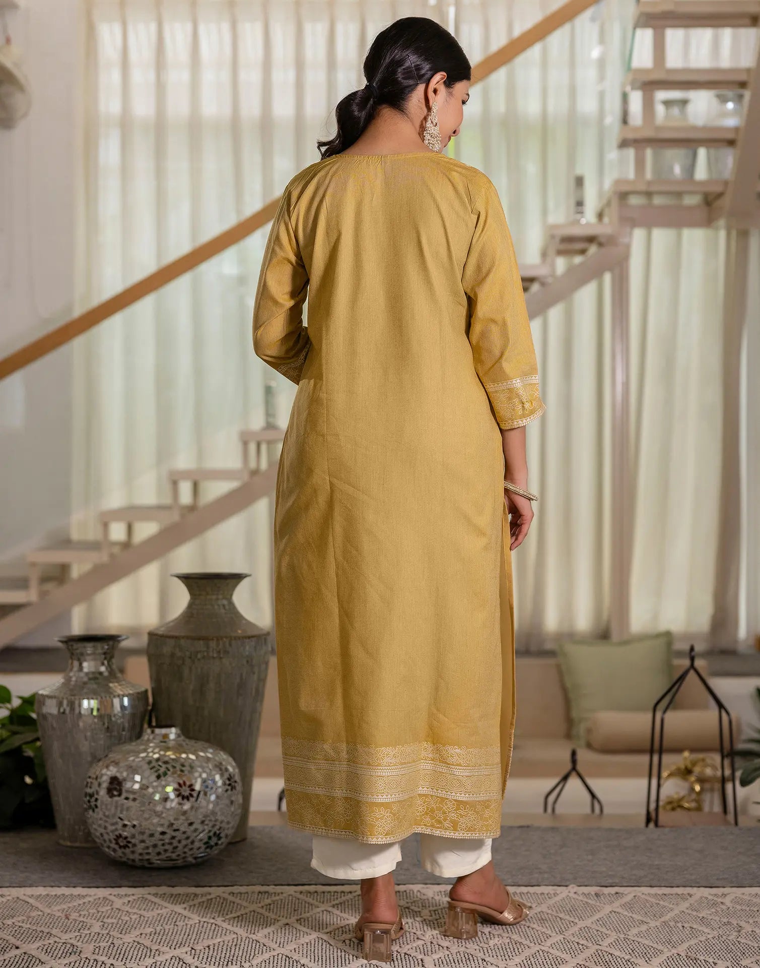Cotton Woven Woven Straight 3 Piece Kurta Set