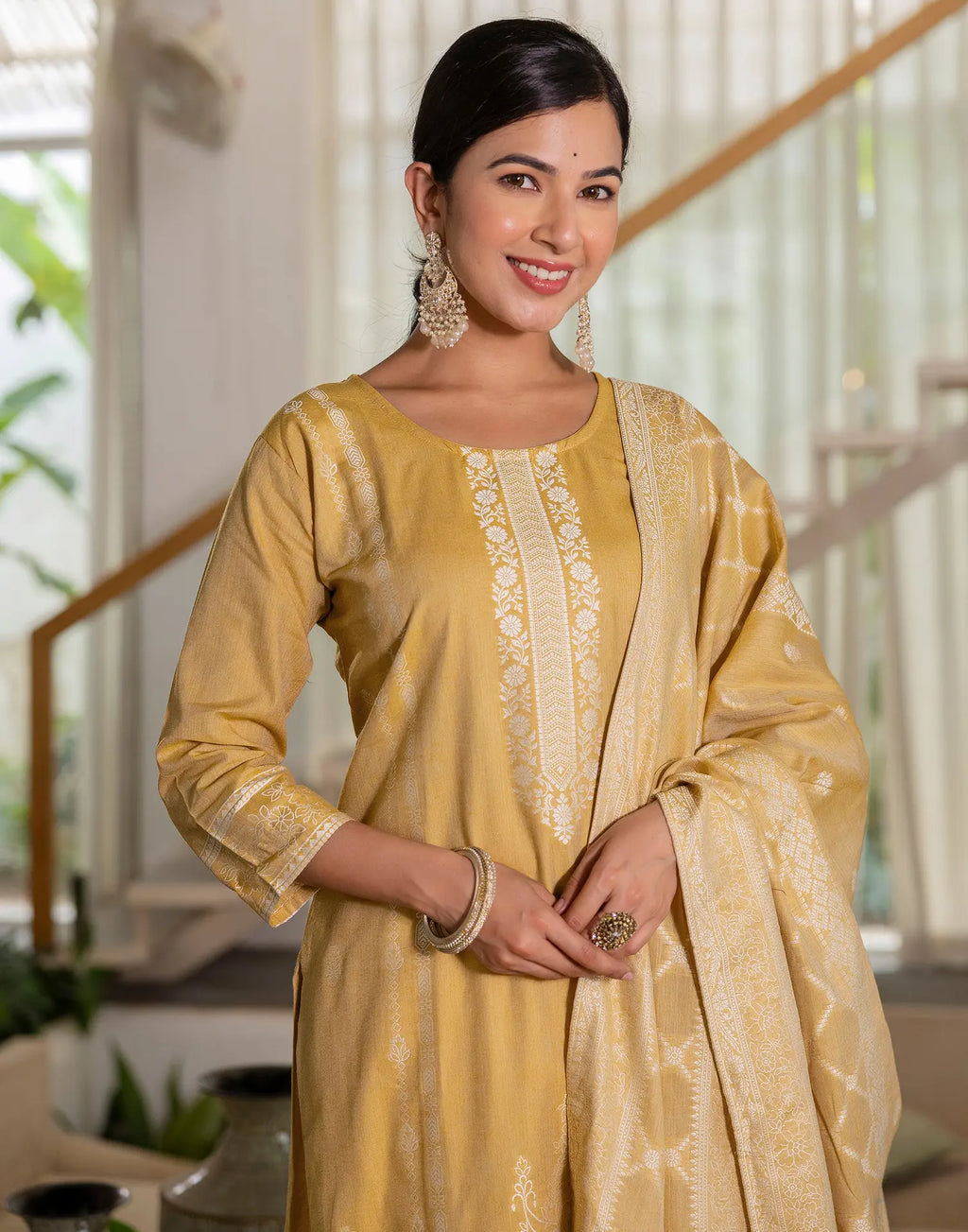 Cotton Woven Woven Straight 3 Piece Kurta Set