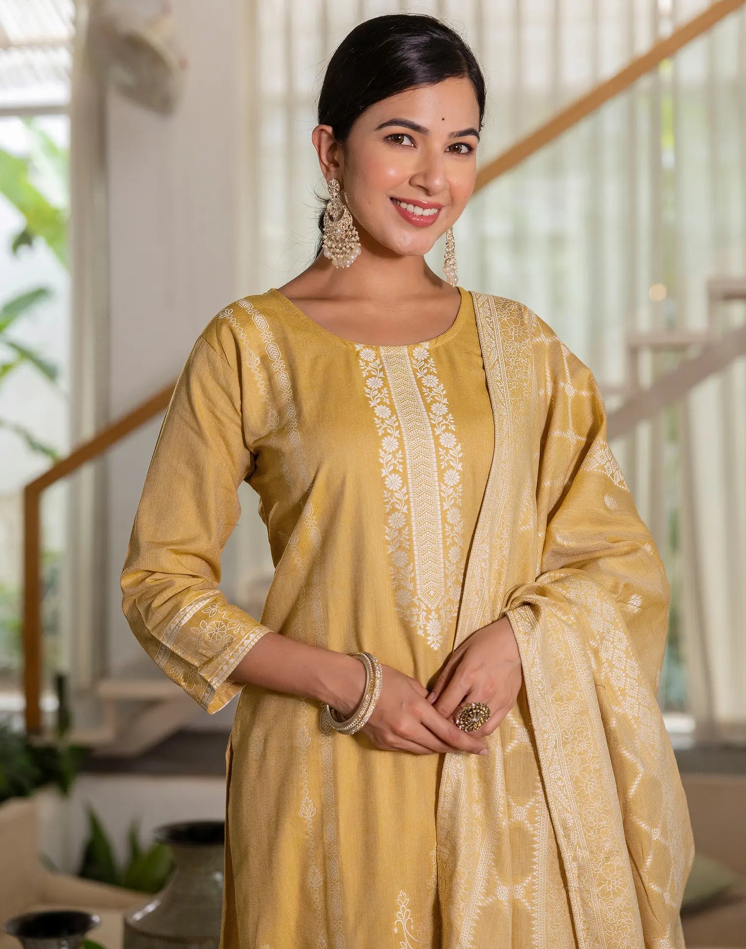 Cotton Woven Woven Straight 3 Piece Kurta Set