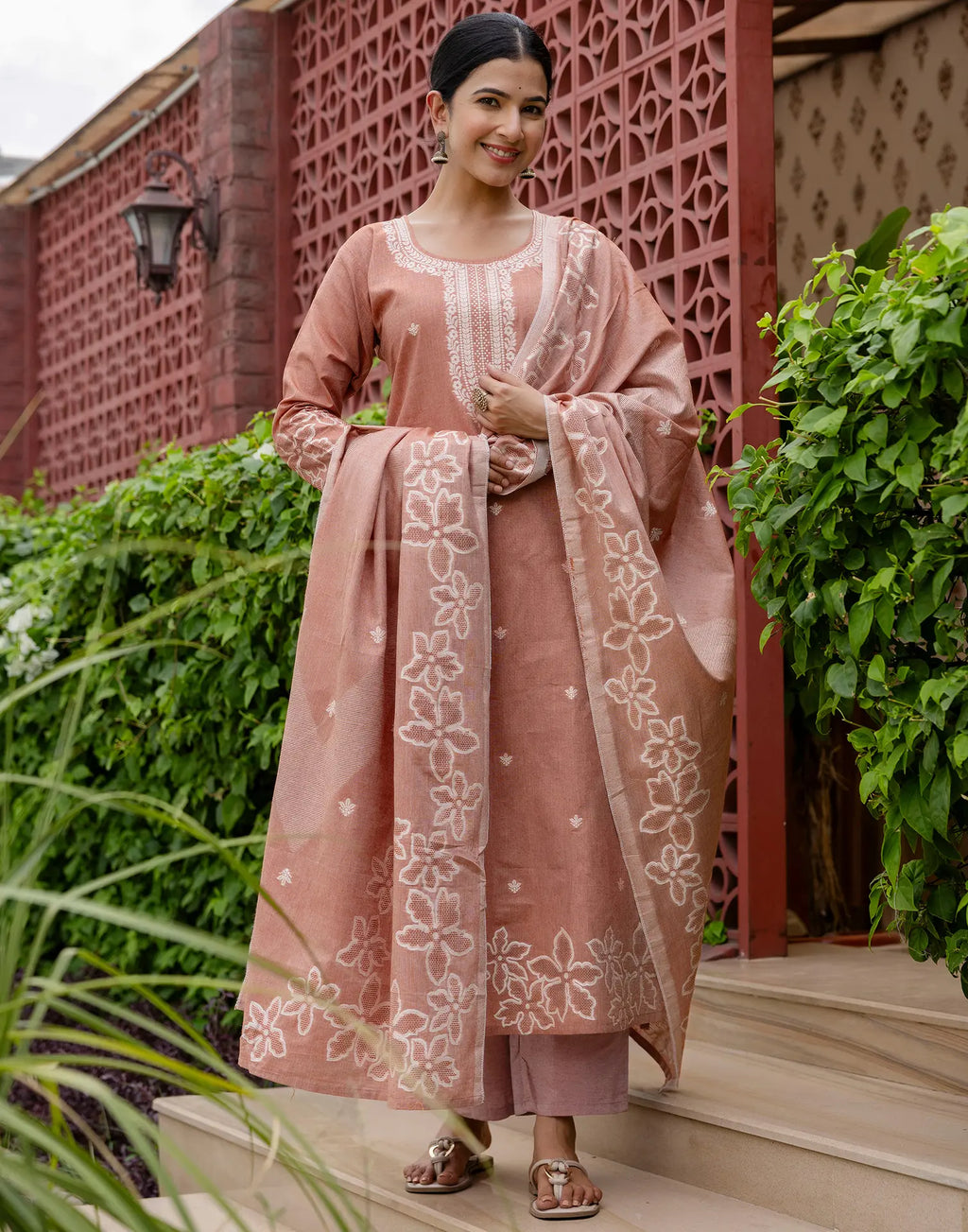 Cotton Woven Woven Straight 3 Piece Kurta Set