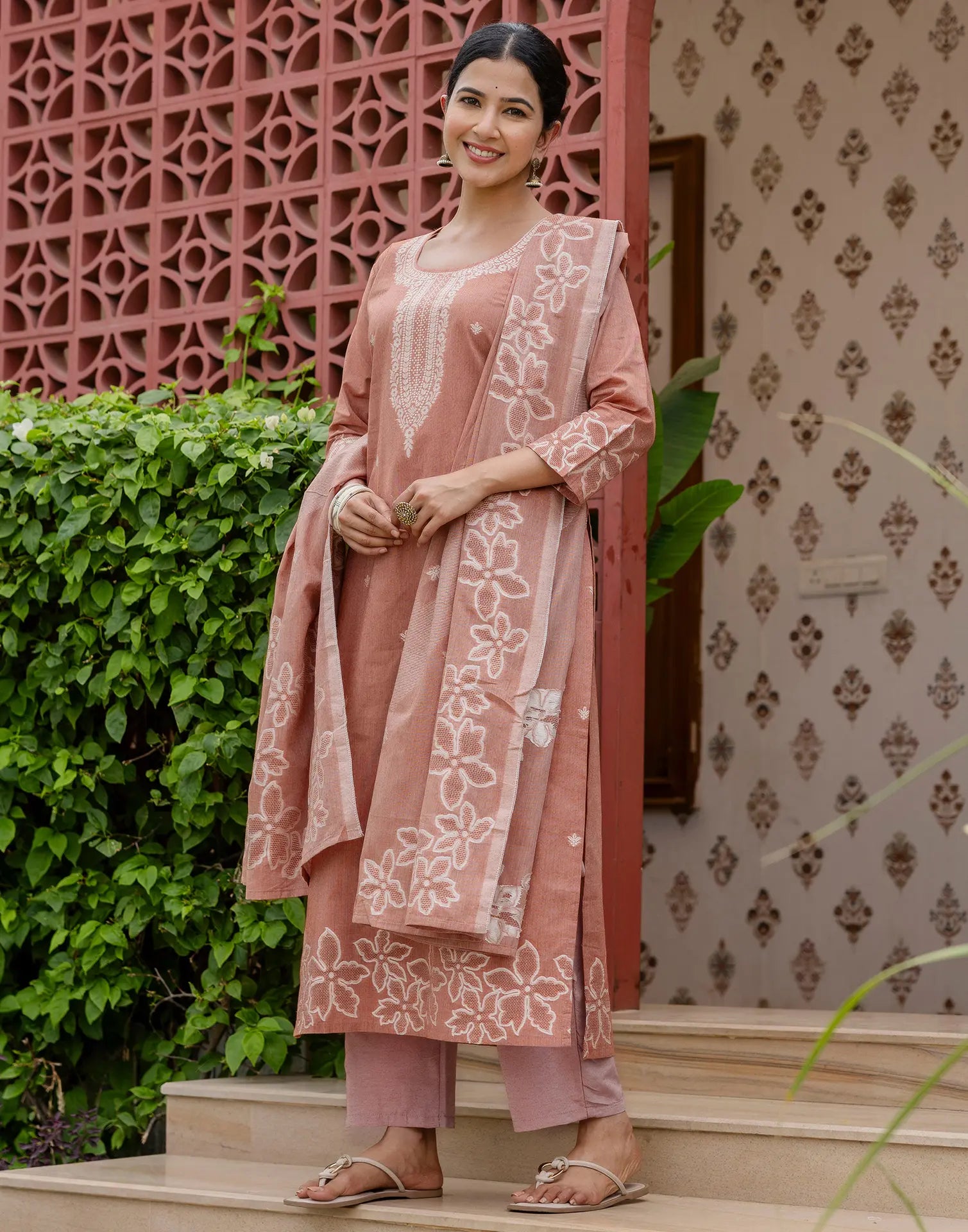 Cotton Woven Woven Straight 3 Piece Kurta Set