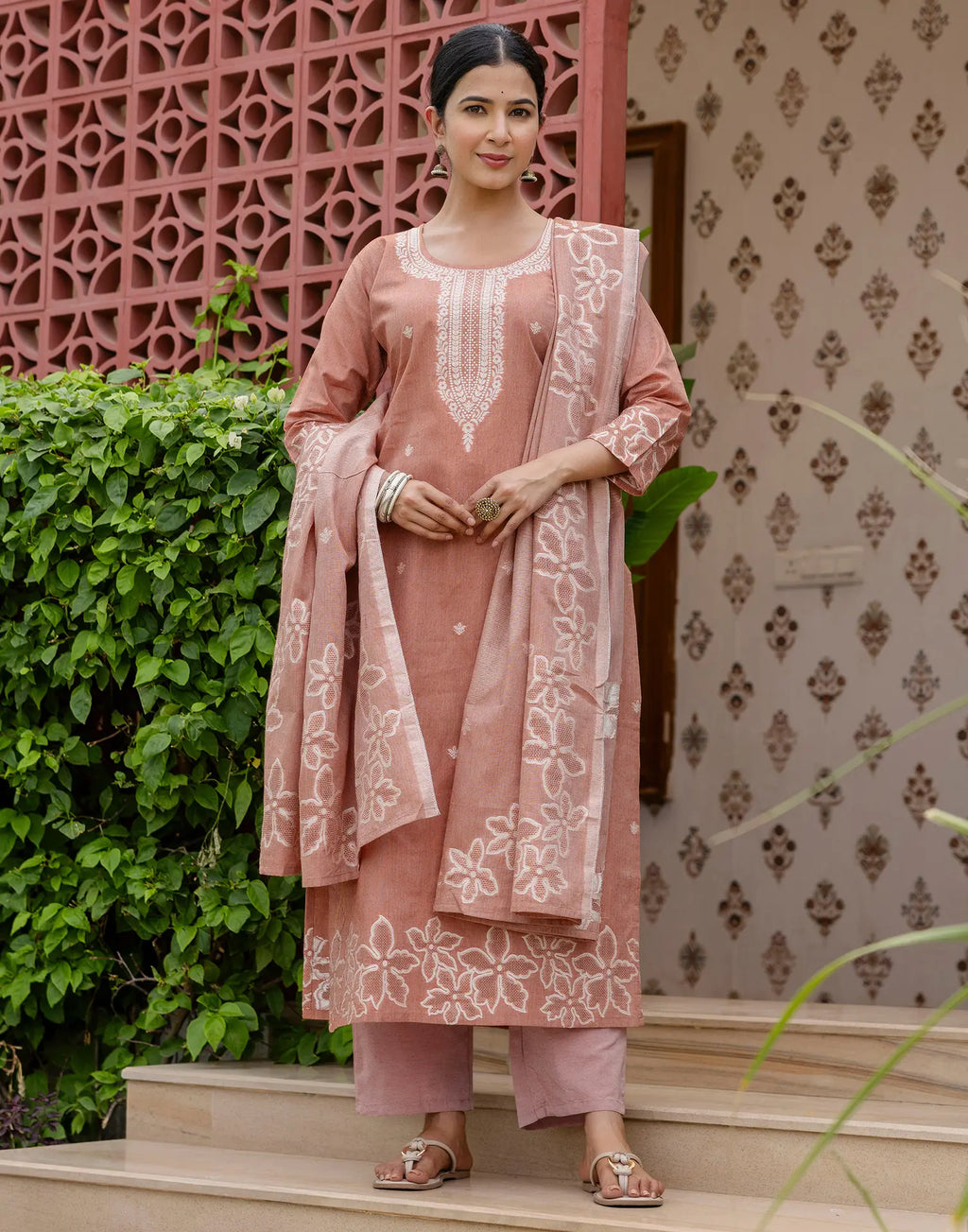 Cotton Woven Woven Straight 3 Piece Kurta Set