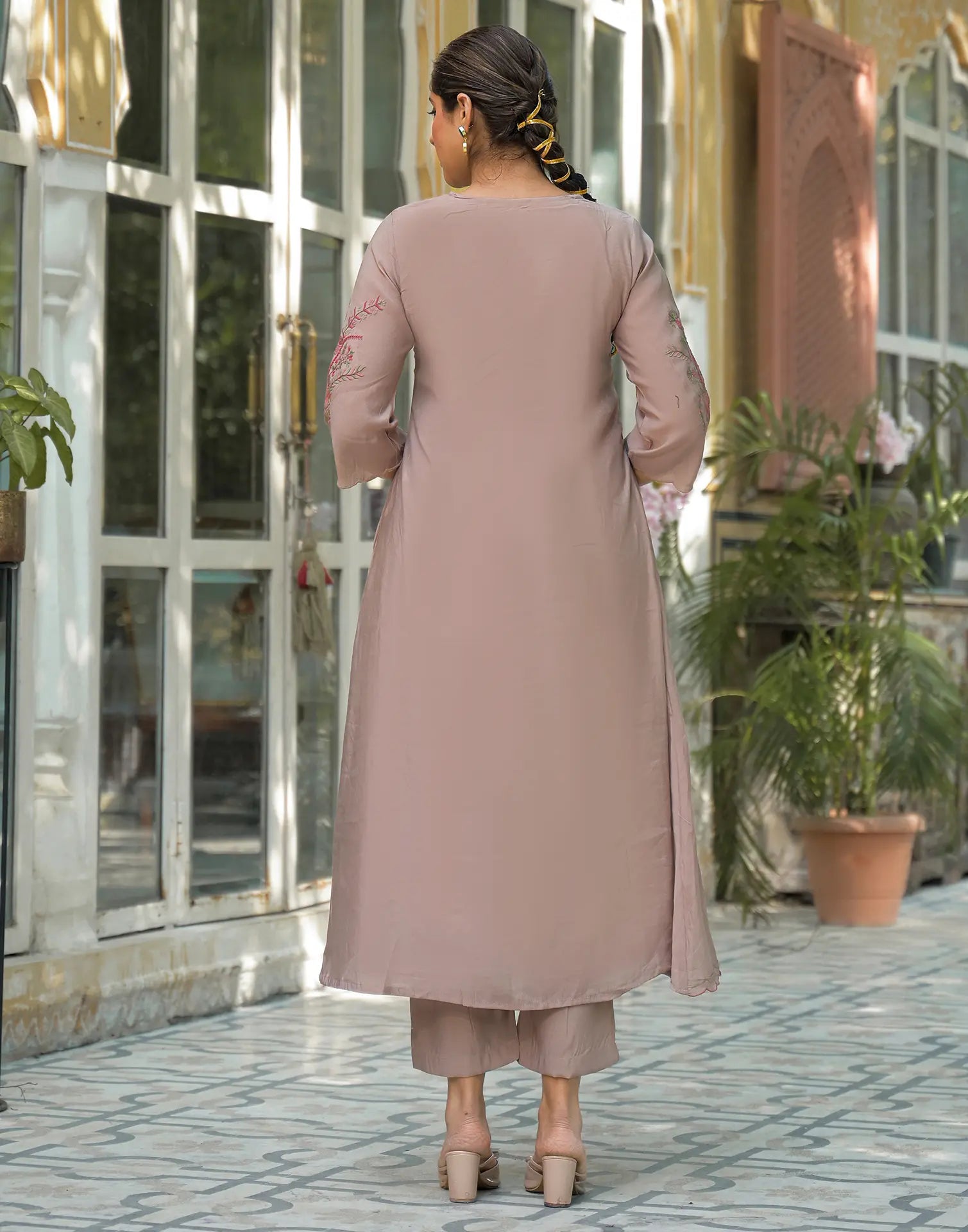 Skylee Silk Embroidered A-Line 3 Piece Kurta Set For Woman