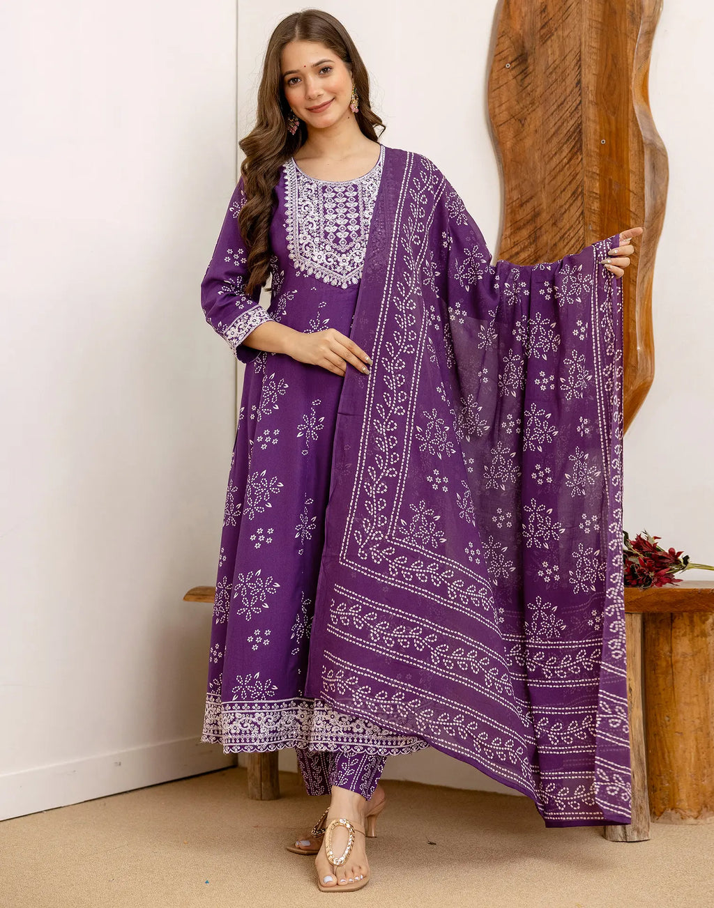 Viscose Rayon Embroidered Anarkali 3 Piece Kurta Set