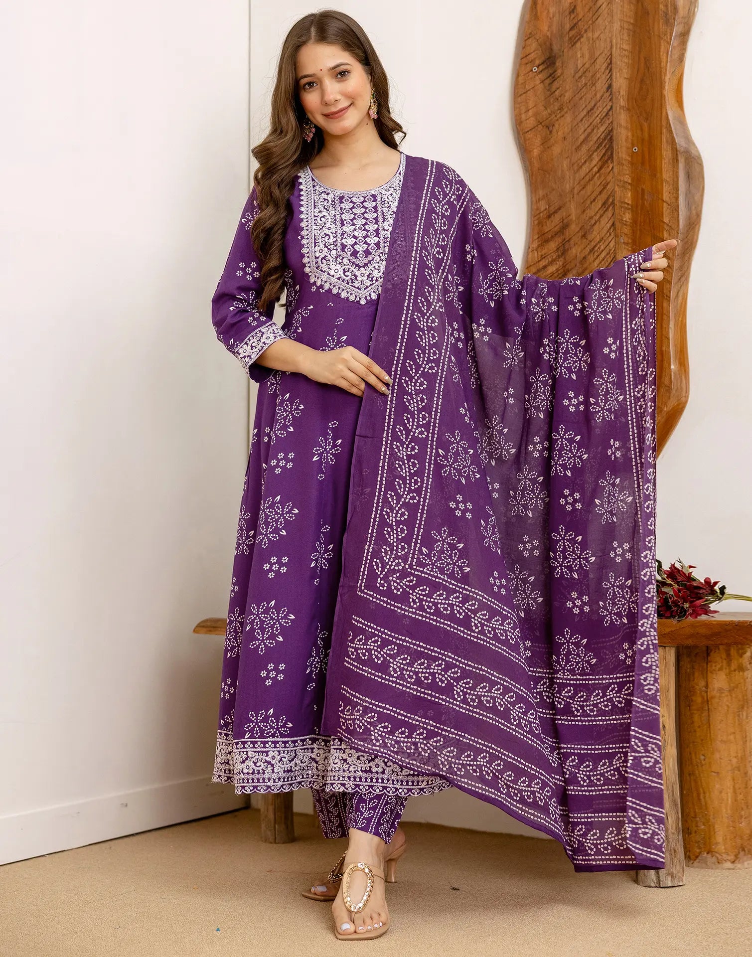 Viscose Rayon Embroidered Anarkali 3 Piece Kurta Set