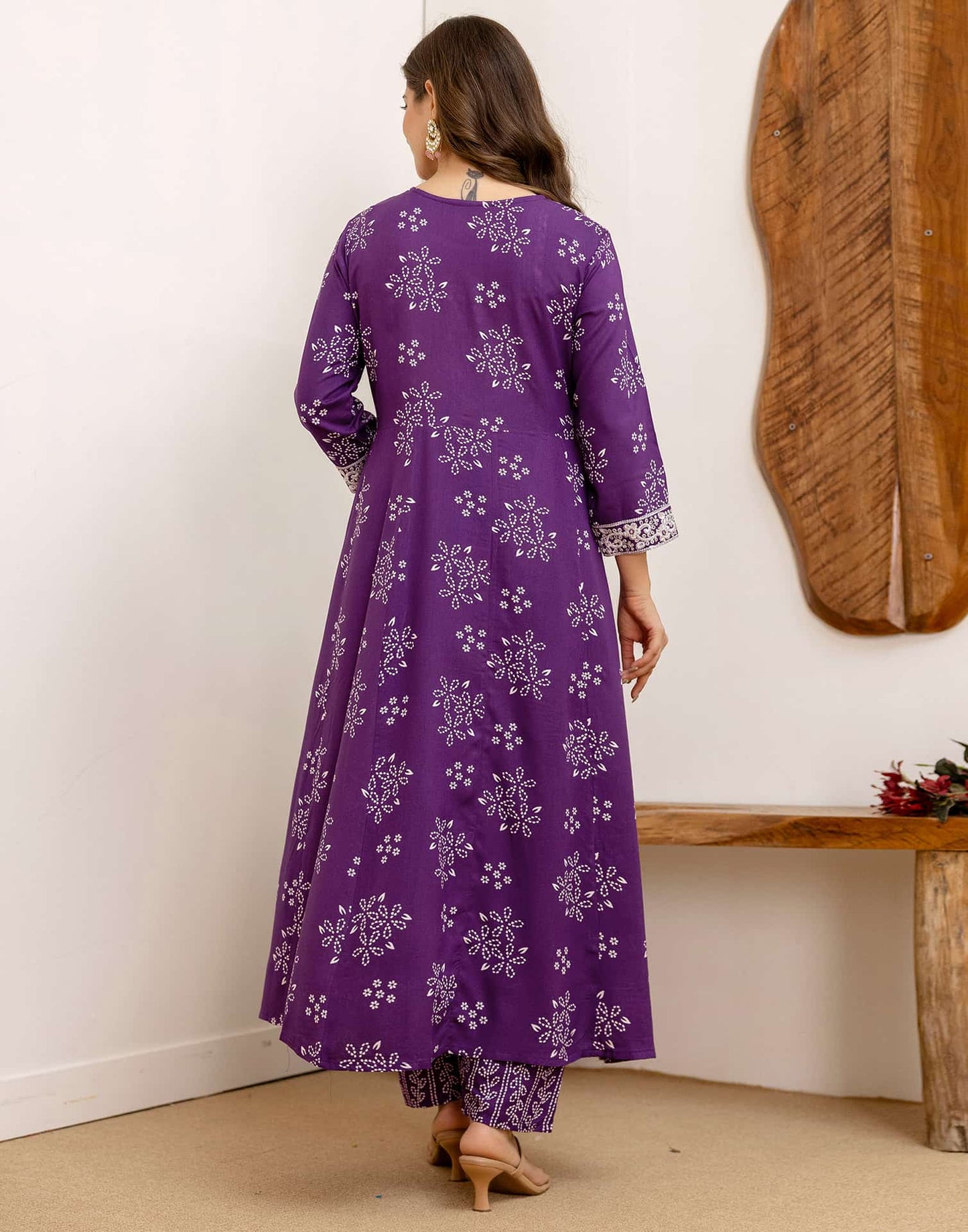Rayon Printed Anarkali Kurta with Pant & Dupatta