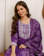 Viscose Rayon Embroidered Anarkali 3 Piece Kurta Set