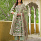 Cotton Anarkali Printed Round Neck Kurta with Pant & Dupatta