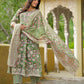 Cotton Anarkali Printed Round Neck Kurta with Pant & Dupatta