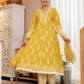 Cotton Anarkali Printed V-Neck Kurta with Pant & Dupatta